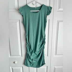Green Flutter-sleeve Maternity Dress